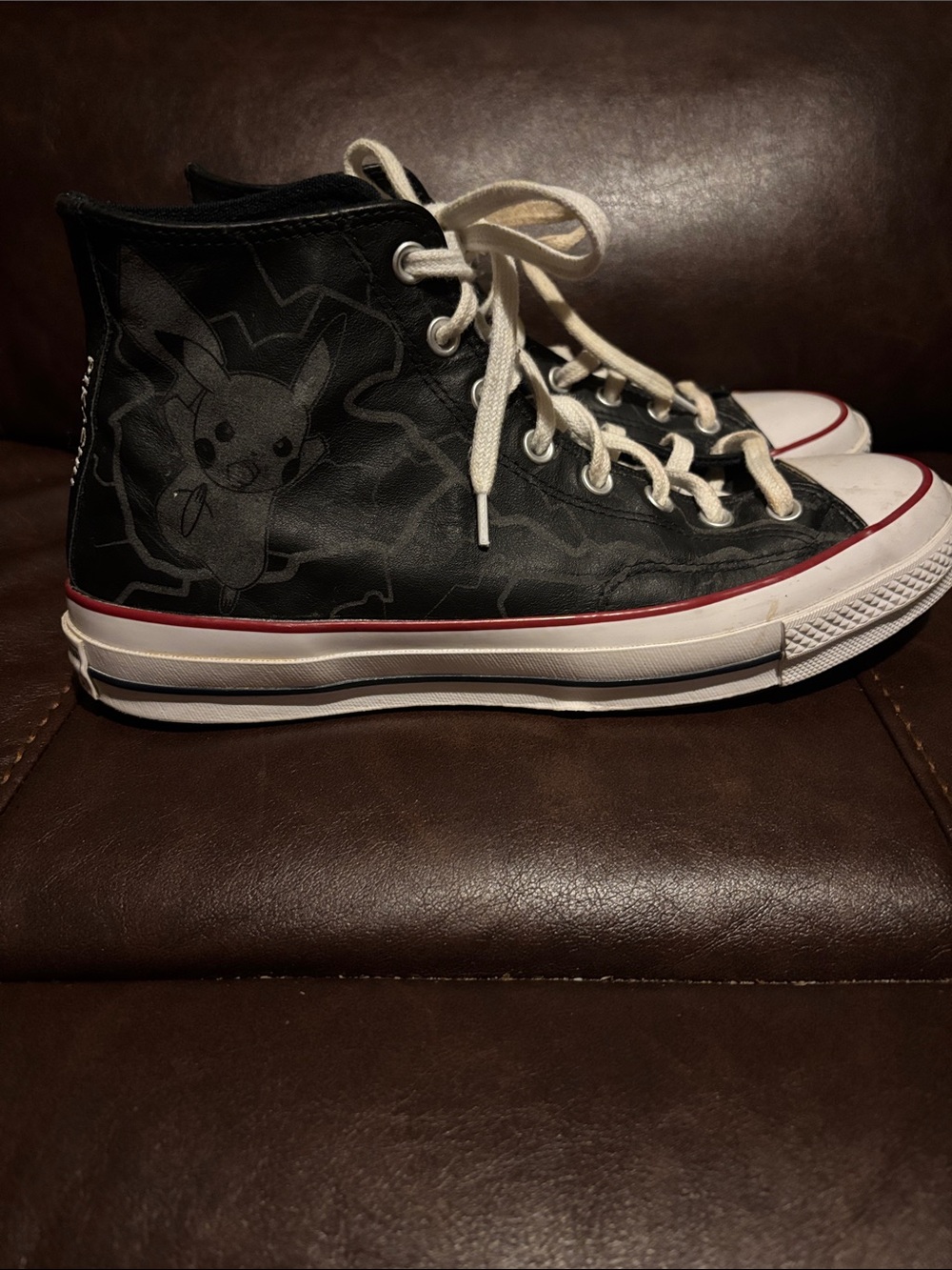 Converse Black High-Top Sneakers with Pikachu Outline Chuck Taylor